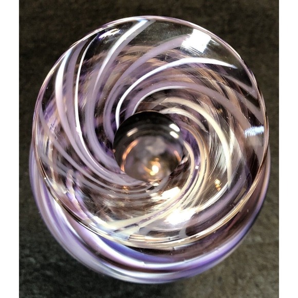 2012 Glassometry Studio Glass Vase 6” T Hand Blown Purple Swirl Hood River OR - Picture 5 of 12